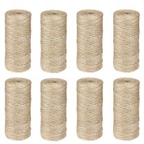 Artículo Hilo de yute cordón de yute natural 2 mm 50 m por rollo × 8 piezas