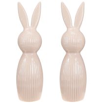 Artículo Figura decorativa de conejo de cerámica para diseño interior moderno, 22 cm.
