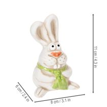 Artículo Figuras de conejo de Pascua, cerámica pintada a mano, diseño divertido para decorar, 11 cm (4 piezas)