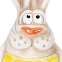 Artículo Figuritas de conejito de Pascua, adornos de cerámica pintados a mano, diseño divertido para la decoración de Pascua, 11 cm, 4 piezas