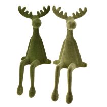 Artículo Taburete con borde de alce, asiento decorativo, verde, alto 31 cm, 2 piezas