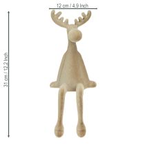 Artículo Alce borde flocado sentado marrón 31cm 3 piezas