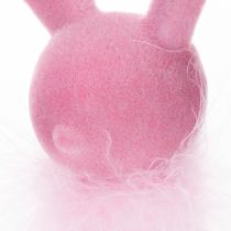 Artículo Figura de conejo de Pascua con boa de plumas, para colocar en estantería, figura decorativa de Pascua, 27 cm, 2 piezas