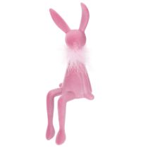 Artículo Figura de conejo de Pascua con boa de plumas, para colocar en estantería, figura decorativa de Pascua, 27 cm, 2 piezas