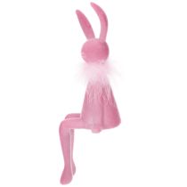 Artículo Figura de conejo de Pascua con boa de plumas, para colocar en estantería, figura decorativa de Pascua, 27 cm, 2 piezas