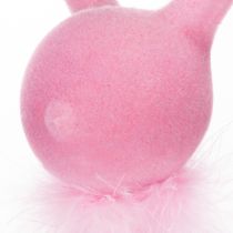 Artículo Decoración de conejito de Pascua con boa de plumas para aparador o estantería 36 cm, 2 pzs