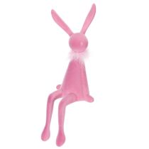 Artículo Decoración de conejito de Pascua con boa de plumas para aparador o estantería 36 cm, 2 pzs