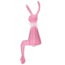 Artículo Decoración de conejito de Pascua con boa de plumas para aparador o estantería 36 cm, 2 pzs