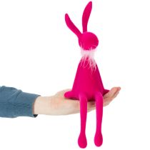 Artículo Decoración de conejito de Pascua con boa de plumas para aparador o estantería 36 cm, 2 pzs