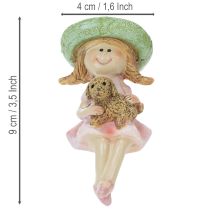 Artículo Figura decorativa para estante: Niña sonriente con perro, Ø4,5 cm, H9,5 cm.