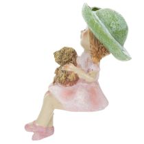 Artículo Figura decorativa para estante: Niña sonriente con perro, Ø4,5 cm, H9,5 cm.