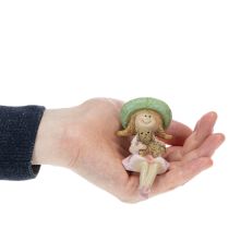Artículo Figura decorativa para estante: Niña sonriente con perro, Ø4,5 cm, H9,5 cm.