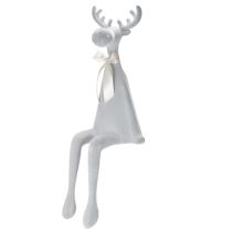 Artículo Figura decorativa de alce aterciopelada con lazo, para colocar sobre estante, 80 cm.