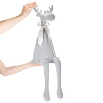 Artículo Figura decorativa de alce aterciopelada con lazo, para colocar sobre estante, 80 cm.