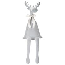 Artículo Figura decorativa de alce aterciopelada con lazo, para colocar sobre estante, 80 cm.