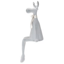 Artículo Figura decorativa de alce aterciopelada con lazo, para colocar sobre estante, 80 cm.