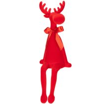 Artículo Figura decorativa de alce con lazo, sentado, para colocar sobre estante, 54 cm.