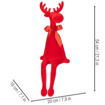 Artículo Figura decorativa de alce con lazo, sentado, para colocar sobre estante, 54 cm.