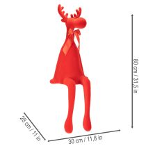 Artículo Figura decorativa de alce, para colocar sobre estante, con lazo, 80 cm.