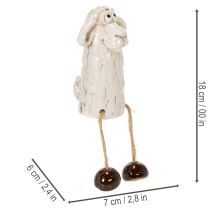 Artículo Figura de oveja de cerámica, oveja sentada, para Pascua y decoración todo el año, 18 cm, 3 piezas