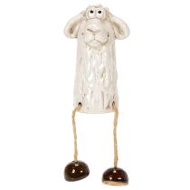 Artículo Figura de oveja de cerámica, oveja sentada, para Pascua y decoración todo el año, 18 cm, 3 piezas
