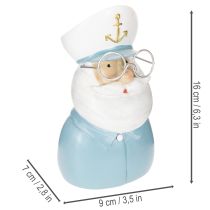 Artículo Figura de capitán, decoración marítima con gafas y sombrero, 16 cm.