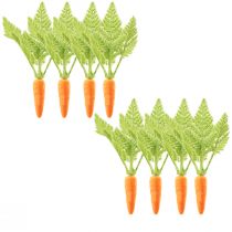 Artículo Decoración de zanahorias zanahorias flocadas naranja verde Al.23cm 8 piezas