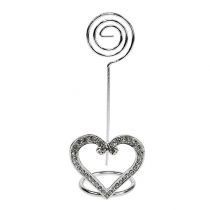 Tarjetero corazón para decoración de mesa 4cm plata 6pcs