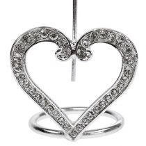 Tarjetero corazón para decoración de mesa 4cm plata 6pcs