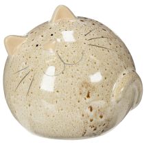 Artículo Figura decorativa de gato de cerámica, diseño redondo para sala de estar o dormitorio, 13 cm.