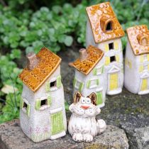 Artículo Figuras decorativas de gato de cerámica, divertidas figuras de animales para decorar el salón, 8 cm, 4 piezas