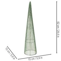 Artículo Conos metálicos para flores, verdes, para arreglos florales, 62 cm, 2 unidades