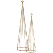 Árbol de Navidad decoración de metal conos dorados Al. 62/83 cm juego de 2