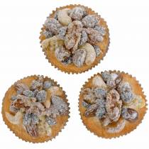 Muffins con frutos secos artificiales 7cm 3uds