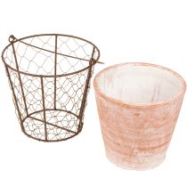Artículo Maceta cesta de cerámica con asa de metal marrón Ø18cm