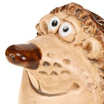 Artículo Figura decorativa de erizo de cerámica, decoración otoñal, pintada a mano, H7cm, 3 unidades
