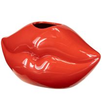 Artículo Jarrón de cerámica con forma de boca de beso rojo, jarrón decorativo de 17 x 8,5 x 9 cm.