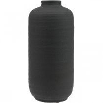 Jarrón de Cerámica Jarrones Decorativos Negros Rústico Ø15.5cm H34cm