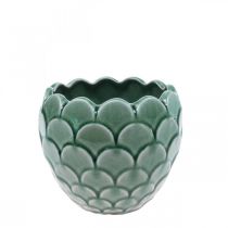 Artículo Maceta de cerámica Vintage Green Crackle Glaze Ø13cm H11cm