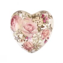Artículo Corazón decorativo de cerámica con rosas loza para mesa 10,5cm
