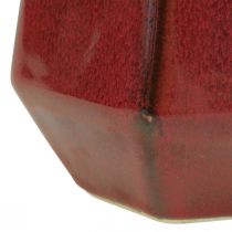 Artículo Florero de cerámica Florero Rojo Hexagonal Ø14.5cm H21.5cm