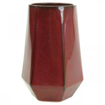 Florero de cerámica Florero Rojo Hexagonal Ø14.5cm H21.5cm