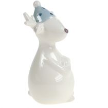 Artículo Figura de cerámica reno 11cm, 12cm blanco 2uds