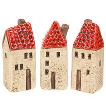 Artículo Casitas de cerámica, pequeñas casas decorativas, decoración de otoño, H8cm, 6 piezas
