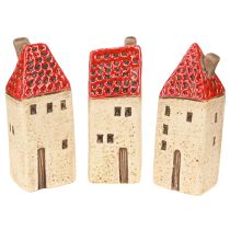 Artículo Decoración de mesa de casa de cerámica casas de cerámica H11cm 3 piezas