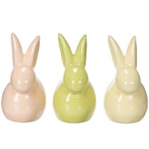Artículo Conejo de cerámica, figura decorativa para una Pascua con estilo, 11×6,5×12,5cm, 3 piezas