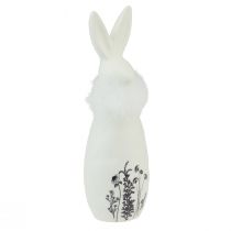 Artículo Conejito de cerámica conejos blancos plumas decorativas flores Ø6cm H20,5cm