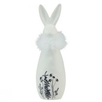 Artículo Conejito de cerámica conejos blancos plumas decorativas flores Ø6cm H20,5cm