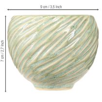Artículo Cuencos de cerámica con diseño en espiral verde Ø9cm H7cm 4uds