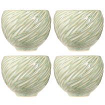 Artículo Cuencos de cerámica con diseño en espiral verde Ø9cm H7cm 4uds